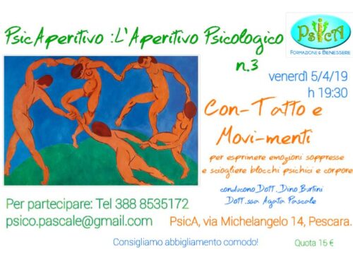 Venerdì 5 aprile terzo appuntamento con lo PsicAperitivo presso il Centro PsicA di Pescara